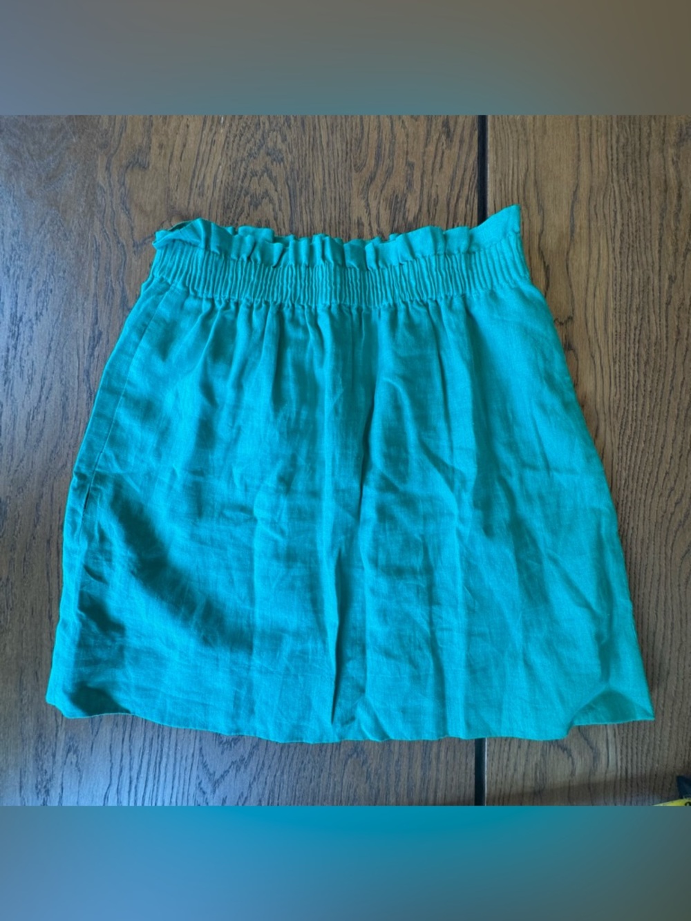NWT J Crew Women’s Linen Mini Skirt 4 Kelly Green Elastic Waist Preppy flaw **